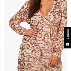 Rose gold wrap style dress